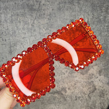 Load image into Gallery viewer, Oversized Crystal Sunglasses Women Square  sunglasses Bling Rhinestone Sun glasses for Woman  Shade UV 400