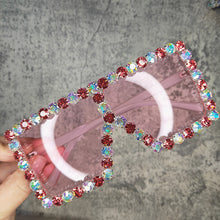 Load image into Gallery viewer, Oversized Crystal Sunglasses Women Square  sunglasses Bling Rhinestone Sun glasses for Woman  Shade UV 400