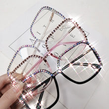 Carica l&#39;immagine nel visualizzatore di Gallery, Occhiali da vista quadrati con diamanti oversize montatura da donna occhiali da vista design di marca occhiali con lenti trasparenti oculos de sol feminino 