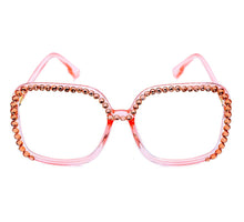 Carica l&#39;immagine nel visualizzatore di Gallery, Occhiali da vista quadrati con diamanti oversize montatura da donna occhiali da vista design di marca occhiali con lenti trasparenti oculos de sol feminino 