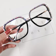 Load image into Gallery viewer, Oversized Diamond Square Glasses Frame Women Eyeglasses Brand Design  Crystal Clear Lens Glasses oculos de sol feminino