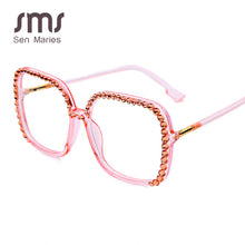 Load image into Gallery viewer, Oversized Diamond Square Glasses Frame Women Eyeglasses Brand Design  Crystal Clear Lens Glasses oculos de sol feminino