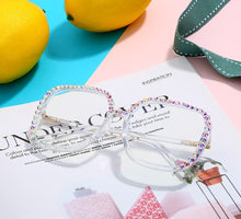 Carica l&#39;immagine nel visualizzatore di Gallery, Occhiali da vista quadrati con diamanti oversize montatura da donna occhiali da vista design di marca occhiali con lenti trasparenti oculos de sol feminino 
