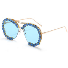 Load image into Gallery viewer, Oversized Diamond Sunglasses Women 2023 Vintage Pilot Sunglasses Men Retro Metal Clear Lens Round Sun Glasses UV400 gafas de sol