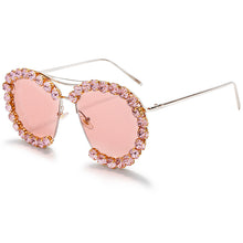 Load image into Gallery viewer, Oversized Diamond Sunglasses Women 2023 Vintage Pilot Sunglasses Men Retro Metal Clear Lens Round Sun Glasses UV400 gafas de sol
