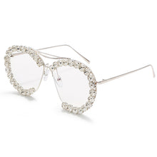 Load image into Gallery viewer, Oversized Diamond Sunglasses Women 2023 Vintage Pilot Sunglasses Men Retro Metal Clear Lens Round Sun Glasses UV400 gafas de sol