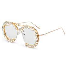 Load image into Gallery viewer, Oversized Diamond Sunglasses Women 2023 Vintage Pilot Sunglasses Men Retro Metal Clear Lens Round Sun Glasses UV400 gafas de sol