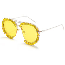 Load image into Gallery viewer, Oversized Diamond Sunglasses Women 2023 Vintage Pilot Sunglasses Men Retro Metal Clear Lens Round Sun Glasses UV400 gafas de sol