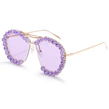 Load image into Gallery viewer, Oversized Diamond Sunglasses Women 2023 Vintage Pilot Sunglasses Men Retro Metal Clear Lens Round Sun Glasses UV400 gafas de sol