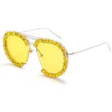 Load image into Gallery viewer, Oversized Diamond Sunglasses Women 2023 Vintage Pilot Sunglasses Men Retro Metal Clear Lens Round Sun Glasses UV400 gafas de sol