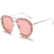Load image into Gallery viewer, Oversized Diamond Sunglasses Women 2023 Vintage Pilot Sunglasses Men Retro Metal Clear Lens Round Sun Glasses UV400 gafas de sol