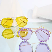 Load image into Gallery viewer, Oversized Diamond Sunglasses Women 2023 Vintage Pilot Sunglasses Men Retro Metal Clear Lens Round Sun Glasses UV400 gafas de sol