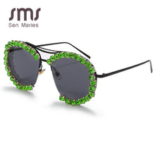 Load image into Gallery viewer, Oversized Diamond Sunglasses Women 2023 Vintage Pilot Sunglasses Men Retro Metal Clear Lens Round Sun Glasses UV400 gafas de sol