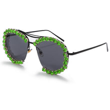 Load image into Gallery viewer, Oversized Diamond Sunglasses Women 2023 Vintage Pilot Sunglasses Men Retro Metal Clear Lens Round Sun Glasses UV400 gafas de sol