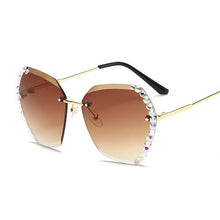 Load image into Gallery viewer, Oversized Diamond Sunglasses Women Brand Designer Rimless Gradient Sun Glasses Shades Cutting Lens Ladies Eyeglasses