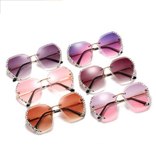 Load image into Gallery viewer, Oversized Diamond Sunglasses Women Brand Designer Rimless Gradient Sun Glasses Shades Cutting Lens Ladies Eyeglasses