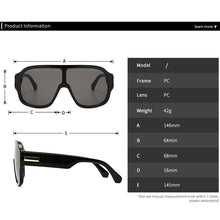 Load image into Gallery viewer, Oversized Square Sunglasses Men One piece Goggle Vintage Glasses Women One Lens Big Frame Shades Eyeglasses Party UV400