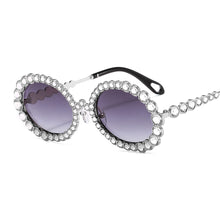 Carica l&#39;immagine nel visualizzatore di Gallery, Oversized Female Round Diamond Decro Shades 2023 Brand Desinger Big Frame Oval Black Bling Crystal Dazzling Sunglasses