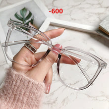Load image into Gallery viewer, Oversized Finished Myopia Glasses Women Men  Square Eyeglasses Prescription Shortsighted Eyewear -1.0 1.5 2.0 2.5 to -6