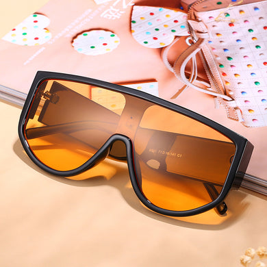 Oversized Flat Top Sunglasses Women One Piece Square Sunglasses Men Yellow Green Shades Lunette De Sol UV400 H118