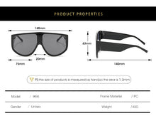 Load image into Gallery viewer, Oversized Flat Top Sunglasses Women One Piece Square Sunglasses Men Yellow Green Shades Lunette De Sol UV400 H118