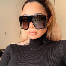 Load image into Gallery viewer, Oversized Flat Top Sunglasses women  Big frame Brand Designer Woman Sun Glasses vintage pilot eyewear Lunette De Soleil