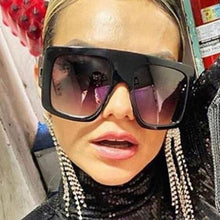 Load image into Gallery viewer, Oversized Flat Top Sunglasses women  Big frame Brand Designer Woman Sun Glasses vintage pilot eyewear Lunette De Soleil
