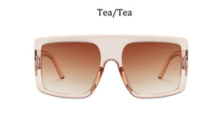 Oversized Flat Top Sunglasses women  Big frame Brand Designer Woman Sun Glasses vintage pilot eyewear Lunette De Soleil