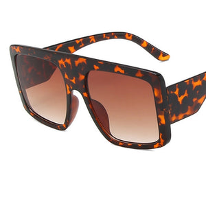 Oversized Flat Top Sunglasses women  Big frame Brand Designer Woman Sun Glasses vintage pilot eyewear Lunette De Soleil