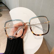 Load image into Gallery viewer, Oversized Glasses Blue Leopard Print Large Frame Flat Glasses Ladies Transparent Glasses Frame Can Wear Myopia Glasses