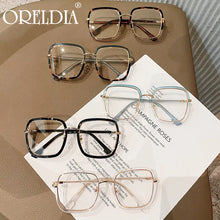 Load image into Gallery viewer, Oversized Glasses Blue Leopard Print Large Frame Flat Glasses Ladies Transparent Glasses Frame Can Wear Myopia Glasses