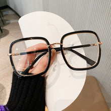 Load image into Gallery viewer, Oversized Glasses Blue Leopard Print Large Frame Flat Glasses Ladies Transparent Glasses Frame Can Wear Myopia Glasses