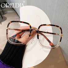 Load image into Gallery viewer, Oversized Glasses Blue Leopard Print Large Frame Flat Glasses Ladies Transparent Glasses Frame Can Wear Myopia Glasses