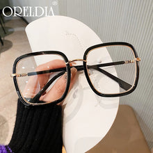 Load image into Gallery viewer, Oversized Glasses Blue Leopard Print Large Frame Flat Glasses Ladies Transparent Glasses Frame Can Wear Myopia Glasses