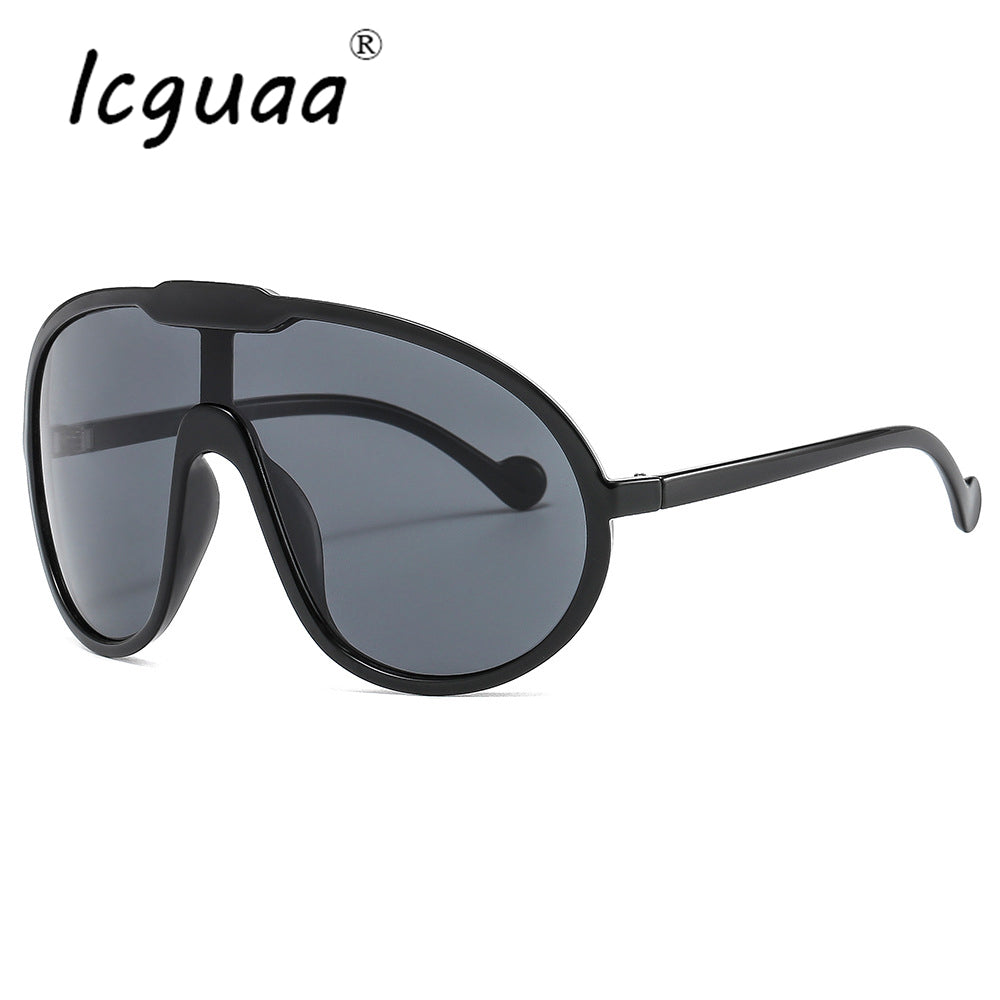 Oversized Goggles Sunglasses Round One Piece Men Big Frame Shade Sun Glasses Gafas Oculos UV400 Sunglasses