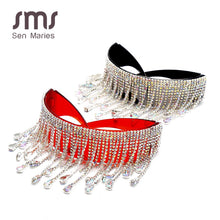 Load image into Gallery viewer, Oversized Goggles Sunglasses Women  Fsahion Tassel Crystal Diamond Sun Glasses Mask Steampunk Eye Protection Glasses Shade