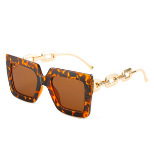 Occhiali da sole da pesca quadrati con catena d'oro oversize da donna 2023 Occhiali da sole rettangolari leopardati da uomo Occhiali da sole anti-vertigini 