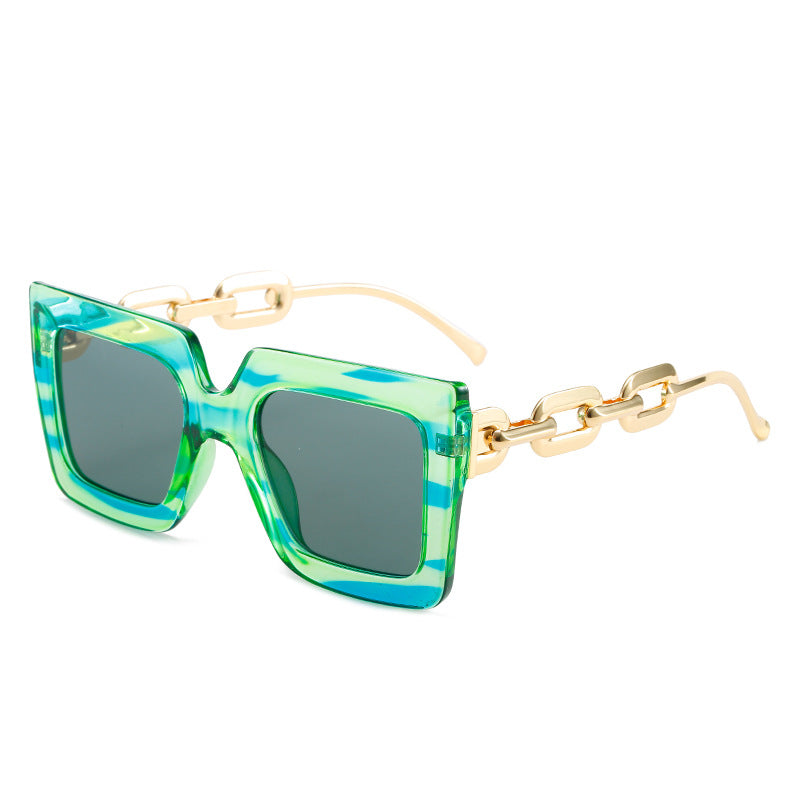 Occhiali da sole da pesca quadrati con catena d'oro oversize da donna 2023 Occhiali da sole rettangolari leopardati da uomo Occhiali da sole anti-vertigini 