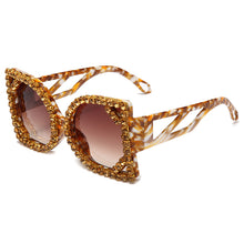 Load image into Gallery viewer, Oversized Gradient Diamond Blingbling Sunglasses 2023 Brand Designer Shiny Crystal Leopard Sun Glasses