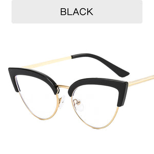 Oversized Half Rim Leopard Print Gold Edge UV400 Prescription Glasses Cat Eye Glasses Blue Light Blocking Ladies Glasses