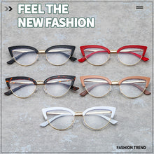 Load image into Gallery viewer, Oversized Half Rim Leopard Print Gold Edge UV400 Prescription Glasses Cat Eye Glasses Blue Light Blocking Ladies Glasses