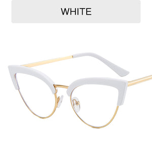 Oversized Half Rim Leopard Print Gold Edge UV400 Prescription Glasses Cat Eye Glasses Blue Light Blocking Ladies Glasses