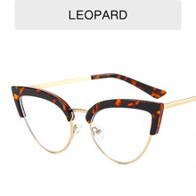 Load image into Gallery viewer, Oversized Half Rim Leopard Print Gold Edge UV400 Prescription Glasses Cat Eye Glasses Blue Light Blocking Ladies Glasses
