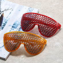 Load image into Gallery viewer, Oversized Hollowed One piece Sunglasses Honeycomb Shades Wear Glasses Grid Funny Designer Eye Wear For Female Sunglasses