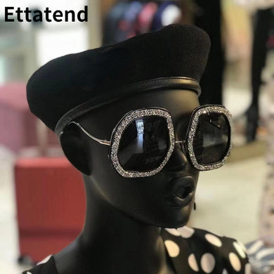 Oversized Irregular Frame  Brand Sunglasses Women Design Bling Diamond Sun Glasses Vintage Shades Gafas De Sol