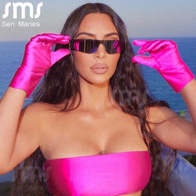 Oversized Kardasha Rimless Sunglasses Women Once Piece Punk Sports Sun Glasses Men Mirror Shades UV400 Colorful Eyewear