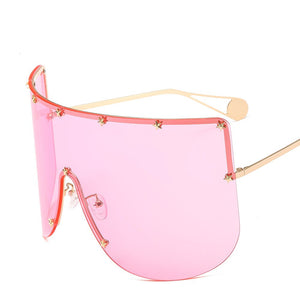Oversized Mask Sunglasses Men Women One-Piece Sun Glasses GG Metal Frame Large Windproof Sand Goggles Protective Glasses UV400