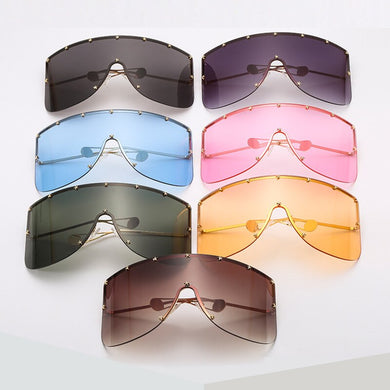 Oversized Mask Sunglasses Men Women One-Piece Sun Glasses GG Metal Frame Large Windproof Sand Goggles Protective Glasses UV400