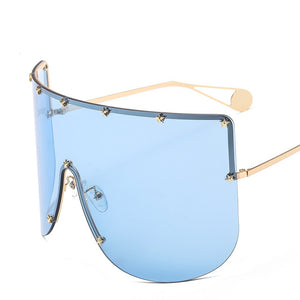 Oversized Mask Sunglasses Men Women One-Piece Sun Glasses GG Metal Frame Large Windproof Sand Goggles Protective Glasses UV400