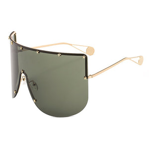 Oversized Mask Sunglasses Men Women One-Piece Sun Glasses GG Metal Frame Large Windproof Sand Goggles Protective Glasses UV400